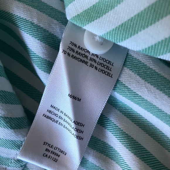 BEACHLUNCHLOUNGE Green and White Striped Button Down Size M - Picture 10 of 10